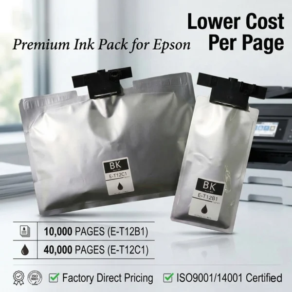 Enlite T12B120-AL T12C120-AL Compatible Black Ink Pack T12C T12B for Monochrome Printing WorkForce Pro WF-M5899 M5399 MFP