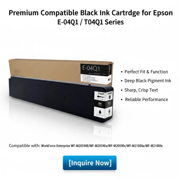 Enlite Compatible Black Ink Cartridge C13T04Q100 for Epson WorkForce Enterprise WF M20590 WF M21000 Monochrome Printer T04Q