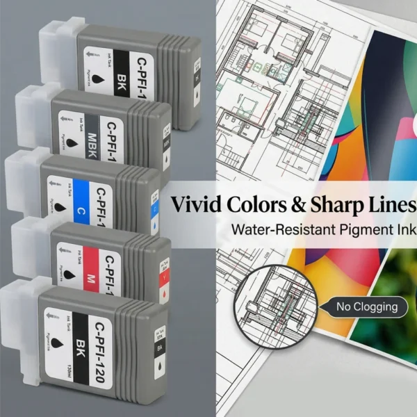 Canon PFI-120 Water-Resistant Pigment Ink for Sharp CAD Lines and GIS Graphics Canon PFI-120 Water-Resistant Pigment Ink for Sharp CAD Lines and GIS Graphics